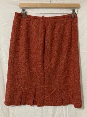 Talbots Womens Size 8 Red Wool Blend Tweed Style Pencil Classic Work Flare